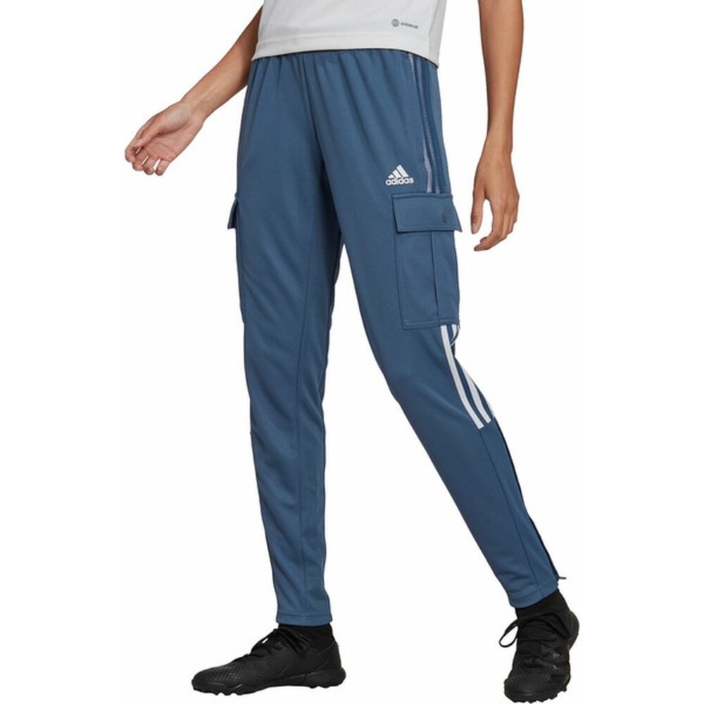 NWOT Adidas Blue Stripe Cargo Pocket Zip Ankle Jogger Pants | Athleisure Utility - Picture 3 of 16